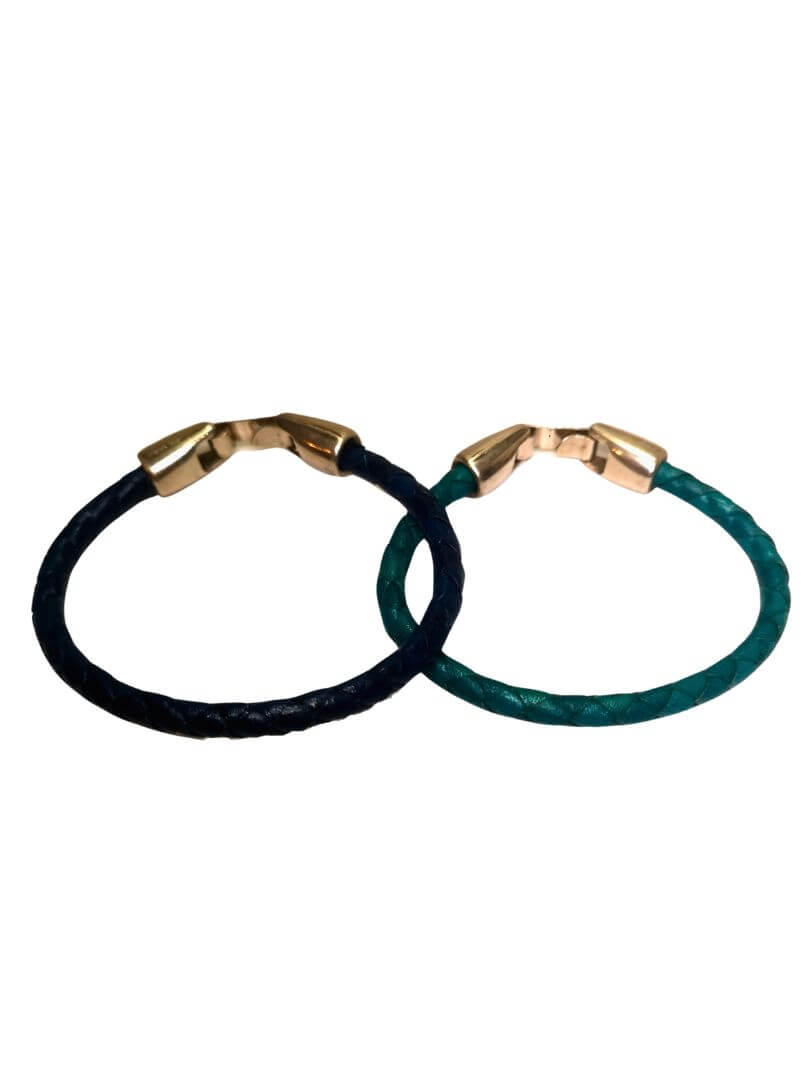 bracelet tressé bleu vert
